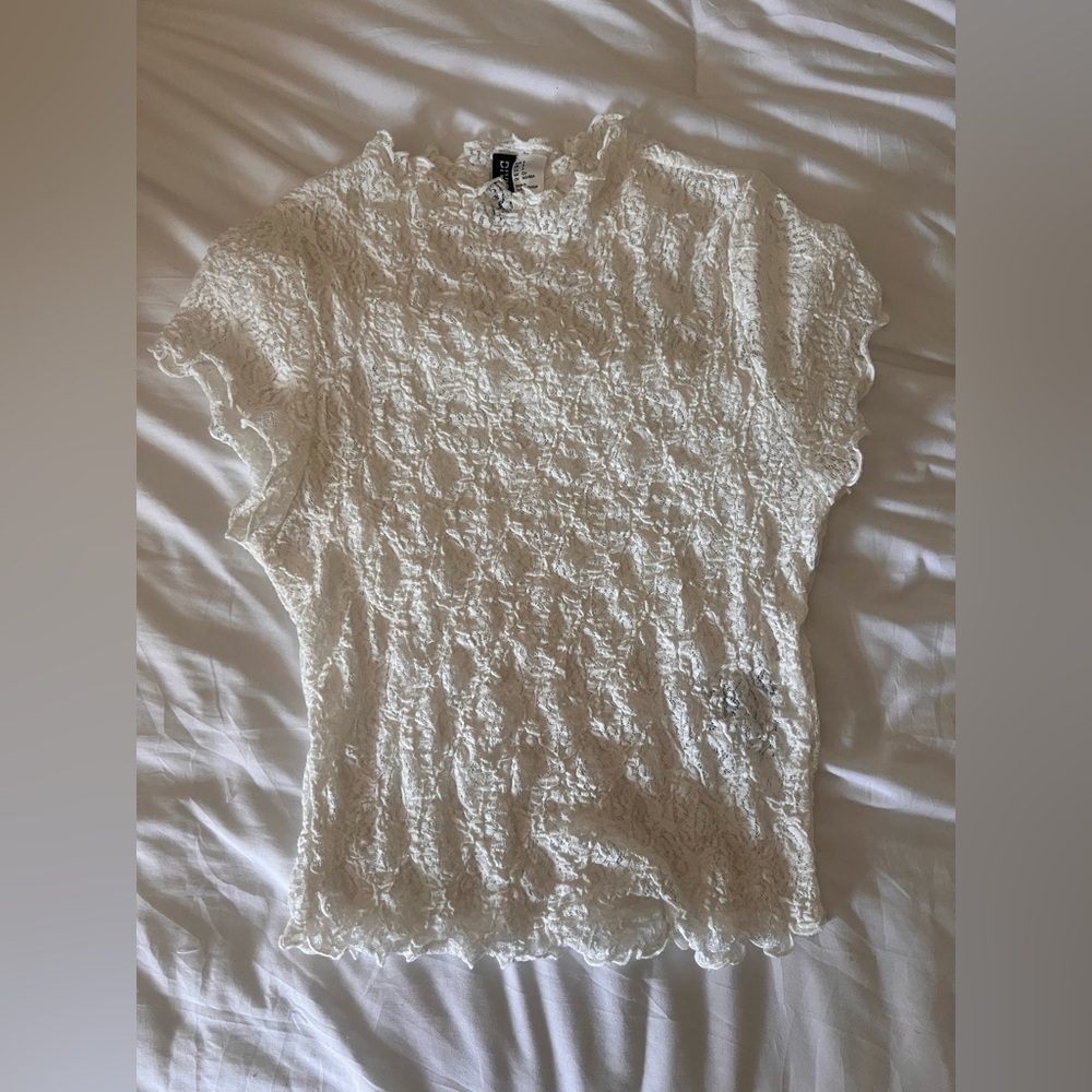 h&m white lace top